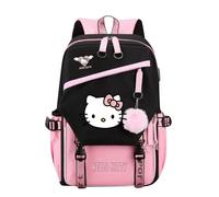 BOSSETY Sac à Dos Hello Kitty, Sac à dos pour Enfants, Sac à dos d'école Sac à Dos Scolaire, aux Enfants Adolescents avec 2 USB pour Garçons Filles (A)