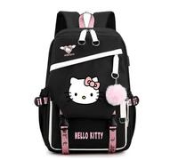BOSSETY Sac à Dos Hello Kitty, Sac à dos pour Enfants, Sac à Dos Scolaire, aux Enfants Adolescents avec 2 USB pour Garçons Filles (C)