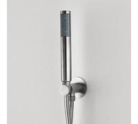 Bossini Inox Set de douche avec raccord mural coudé et support, 1 jet, INC004C00075005,