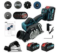 Bostar 21V Mini Scie Circulaire & Meuleuse 76mm - Moteur 19.500 tr/min, Profondeur 0-20mm (Semelle Incluse), 2x Batterie 3.0Ah & Kit 11 Accessoires - Compatible avec Makita 18V LXT