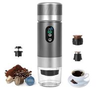 Bostar Machine à café portable, 3 en 1 électrique portable expresso rechargeable, machine à expresso, écran numérique, température pour petites ou grandes capsules et café moulu pour bureau, voyage