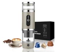 Bostar Machine à café portable avec mousseur à lait 3 en 1 électrique portable expresso rechargeable pour petites ou grandes capsules et café moulu pour bureau, voyage, camping