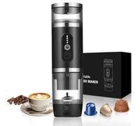 Bostar Machine à café portable avec mousseur à lait, 3 en 1 électrique, portable, expresso, rechargeable, pour petites ou grandes capsules et café moulu pour bureau, voyage, camping (Noir)