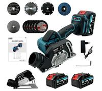 Bostar Mini Scie Circulaire & Meuleuse d'Angle sans Fil 76mm - Moteur Brushless, 2 Vitesses (8000-12000 tr/min), Coupe 0-20mm (90° Fixe), 2x Batteries 3.0Ah, Compatible avec Makita 18V LXT