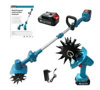 Bostar Motobineuse Électrique, Compatible avec Makita 18V Batterie Motocultor sans Fil, Bineuse Rotative 1,78kg avec Écran Numérique, 4 Lames Ø160mm, Profondeur 17cm, avec 2 Batteries 2000mAh