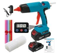 Bostar Pistolet à Colle Chaude sans Fil pour Makita 18V, Affichage Digital 100-220°C, Kit Complet avec 2 Batteries 2.0Ah, 30 Bâtons Transparents et 5 de Couleur, Fonction Mémoire et Débit Réglable