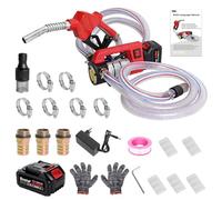 Bostar Pompe de Transfert Gasoil 21V (Compatible Makita), 45L/min Pompe à Fioul Auto-amorçante (5m) & Élévation 10m, Kit Pistolet Automatique & 5 Palettes de Rechange, pour Tracteur (GNR) & Chauffage