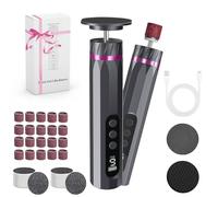 Bostar Râpe électrique 3 en 1 professionnelle à 9 vitesses, avec affichage LED, 2 nano verres, 40 tampons de rechange pour peaux mortes et dures (Gris)