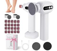 Bostar Râpe électrique 3 en 1 professionnelle pour callosités - 6 vitesses - Avec 2 verres nano et 40 tampons de rechange - Pour les peaux mortes et dures - Blanc