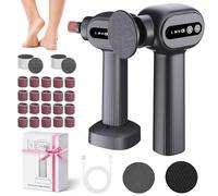 Bostar Râpe électrique 3 en 1 professionnelle pour callosités - 6 vitesses - Kit de pédicure avec 2 verres nano et 40 tampons de rechange pour peaux mortes et dures - Noir