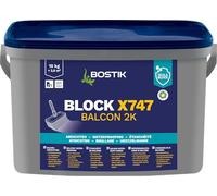 BOSTIK Block X747 Balcon Joint d'étanchéité bi-composant pour balcons, terrasses, pièces humides et piscines, 10 kg, imperméable et pondant aux fissures, gris