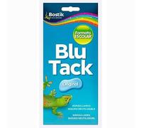 BOSTIK Blu Tack original bleu, format scolaire, mastic adhésif, modelable et réutilisable, fixation d'objets, propre, sûr et facile à utiliser, remplace punaises et rubans adhésifs, environ 90 g