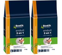 Bostik Enduit de Lissage et Rebouchage 2 en 1, Rebouchage Très Résistant jusqu'à 1cm, Lissage de Finition, En Poudre, Blanc, Sac de 5 kg (Lot de 2)