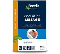 Bostik Enduit lissage poudre - Lisse et masque jusqu'à 2 mm - Facile à poncer - Blanc 15 kg