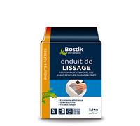 Bostik Enduit de lissage en poudre – Lisse et masque jusqu'à 2 mm – Facile à poncer – Blanc 2,5 kg