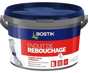 Bostik Enduit de Rebouchage en Pâte Prêt à l’Emploi - Seau de 4 kg | Rebouchage et Égalisation de Trous et Fissures Jusqu’à 1 cm - Blanc
