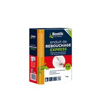 Bostik Enduit de Rebouchage Rebouche Tout Express - Rebouche jusqu'à 5 cm Sans Retrait - Intérieur et Extérieur - Séchage Rapide - Poudre à malaxer - Blanc - Boîte de 1Kg