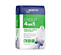 Bostik Enduit poudre multi-usage 4 en 1 – rebouche, égalise, lisse et colle – blanc sac 15 kg