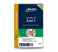 Bostik Enduit Multi Usage Poudre 4 en 1, Rebouche, Egalise, Lisse et Colle, Blanc, Sac de 15kg