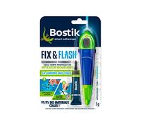 Bostik Kit Colle de Réparation Fix & Flash - Colle Forte Photoactive - Efficace sur Tous Matériaux et Toutes Surfaces - Transparent - 1 Applicateur et 1 Tube de 5 g