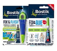 Bostik Kit Colle de Réparation Fix & Flash - Forte Photoactive - Efficace sur Tous Matériaux et Toutes Surfaces & Fix & Glue Liquide - Tube 3 g