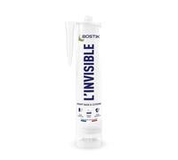 Bostik L'Invisible Mastic Silicone Sanitaire - Cartouche 290 ml | Joint d'Etanchéité Totalement Transparent - Cuisine et Salle de Bain
