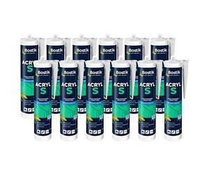 Bostik Lot de 12 Mastic Acrylique Professionnel - Acryl S Blanc - haute qualité 310 ML