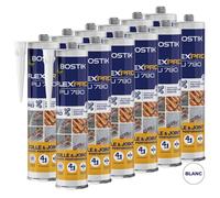 Bostik - Lot De 12 Mastics Polyuréthane Multi-usages Flexpro Pu790 300ml (blanc, Gris, Brun, Noir Ou Beige) Couleur: Blanc