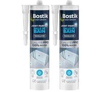 Bostik Mastic d’Étanchéité Joint Parfait Salle de Bain - Jointe Tous Matériaux - Traité Anti-Moisissures - Longue Durée - Formule 100% Silicone - Couleur : Transparent - 280 ml (Lot de 2)