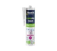 Bostik Mastic de Fixation Purefix Invisible - Colle, Fixe et Jointe Tous Les Matériaux Même Humides - Intérieur et Extérieur - Hybride Polymère - Sans Phtalates et Sans Solvants - Transparent - 290 ml
