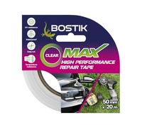 Bostik Max Repair Ruban adhésif transparent ultra résistant résistant à la chaleur, à l'eau et aux UV Utilisation intérieure et extérieure Rouleau de 50 mm x 20 m