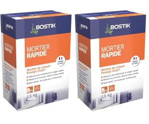 Bostik - Mortier Rapide - Mortier de Montage - Sol et Mur - Intérieur et Extérieur - Prise 10 Minutes - Sans Retrait - Couleur : Beige - 1 Boîte 1,5 kg (Lot de 2)