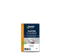 Bostik - Plâtre à Modeler - Moulage et Décorations - Mur et Plafond - Intérieur - Prise Retardée 20 minutes - 1 Boîte Carton 1 kg, Blanc