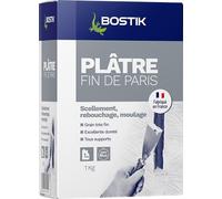 Bostik – Plâtre fin de Paris – Prise rapide, scellement, rebouchage, moulage – Blanc 1 kg