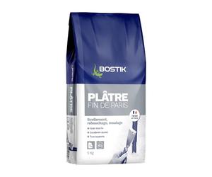 BOSTIK Plâtre Fin de Paris Blanc - Sac de 5 kg | Scellement - Rebouchage - Moulage - Intérieur - Tous Supports - Prise Rapide
