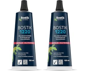 BOSTIK PRO Colle Contact Nitrile Liquide 1220, Multi-Usages, Idéale pour Liner PVC, Transparente, Tube de 125 ml (Lot de 2)