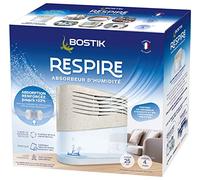 Bostik RESPIRE Déshumidificateur d’Air Anti Condensation, Absorbeur d’Humidité, pour des Pièces Jusqu’à 25m², Inclus 2 Recharges Tablettes Sans Colorant ni Parfum de 250g