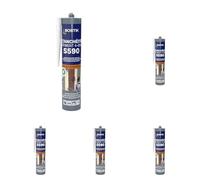 Bostik S590 - Mastic d'Étanchéité Bâtiment 4 en 1 - Intérieur et Extérieur - Joints De Calfeutrement, Dilatation, Façade Et Vitrage - Couleur : Blanc - Cartouche 300 ml (Lot de 5)
