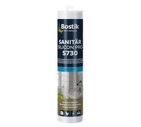 BOSTIK S730 Silicone sanitaire Pro gris ciment - Silicone sanitaire acétate de qualité supérieure avec effet protecteur, sans solvant, résistant au vieillissement et aux intempéries, convient pour