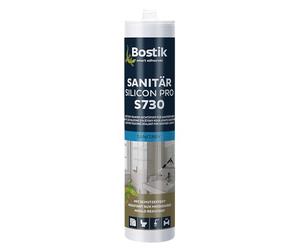 BOSTIK S730 Silicone sanitaire Pro gris ciment - Silicone sanitaire acétate de qualité supérieure avec effet protecteur, sans solvant, résistant au vieillissement et aux intempéries, convient pour