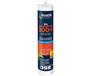Bostik SILTEMPERATURE 300°C - Mastic Silicone Haute Températures Résistant jusqu'à 300°C - Intérieur et Extérieur - Noir - Cartouche de 300ml