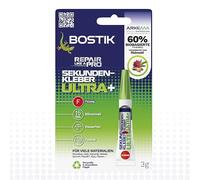 Bostik ULTR Colle instantanée, 60% biosourcée, super glue, pour réparations ménagères et loisirs, extra forte, faible odeur et flexible, colle liquide, 3 g