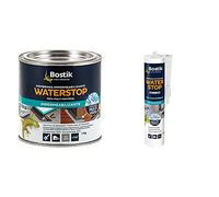 Bostik Waterstop Imperméabilisant à haute résistance, scellé, adhésif, remplissage, infiltrations, gris, emballage de 1 kg & Membrane d'Étanchéité Waterstop - Jointe, Colle, Rebouche - Gris - 290 ml