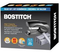 Bostitch Agrafeuse debout robuste, noire, capacité de 40 feuilles avec 5000 agrafes, petite taille, tient dans la paume de votre main