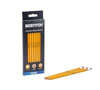 Bostitch Office #2 Lot de 10 crayons à papier avec étui en bois, non taillés, gomme sans latex, graphite HB