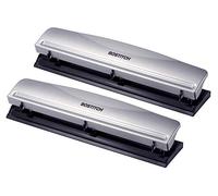 Bostitch Office Perforatrice 3 trous, capacité 12 feuilles, métal, argent, lot de 2