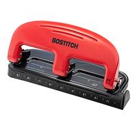 Bostitch Office Perforatrice à trois trous Ez Squeeze - 20 feuilles - En métal - Rouge