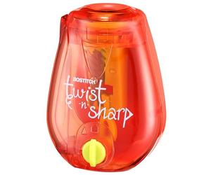 Bostitch Taille-crayon de bureau Twist-N-Sharp - Petit taille-crayon manuel de couleur - 1 paquet, couvert, rouge - Taille-crayon portable avec housse - PS1-RED-EC