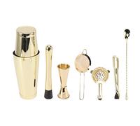 Boston Cocktail Shaker Ensemble de 8 pièces en Acier Inoxydable Mélangeur à Cocktail avec passoire Double Jigger Cuillère à mélanger Pilon Verseurs Accessoires de Bar Kit de Barman (Or)