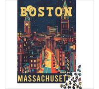Boston in Massachusetts Puzzles 1000 pièces pour Adultes | puzzle comme cadeau de pâques une belle activité pour toute la famille pendant les vacances à la maison le soir38x26cm
